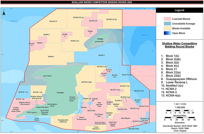 Trinidad and Tobago Offering Shallow-Water Blocks