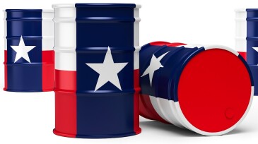Texas oil barrels isolated on white background