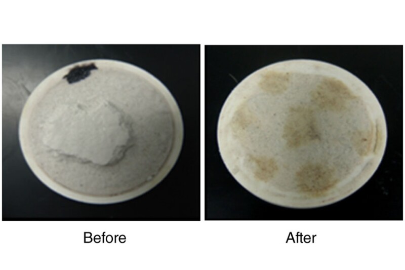 Iodine test confirming the absence of starch following the enzyme treatment.