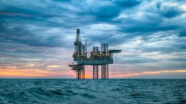 HDR jack up rig at sunset