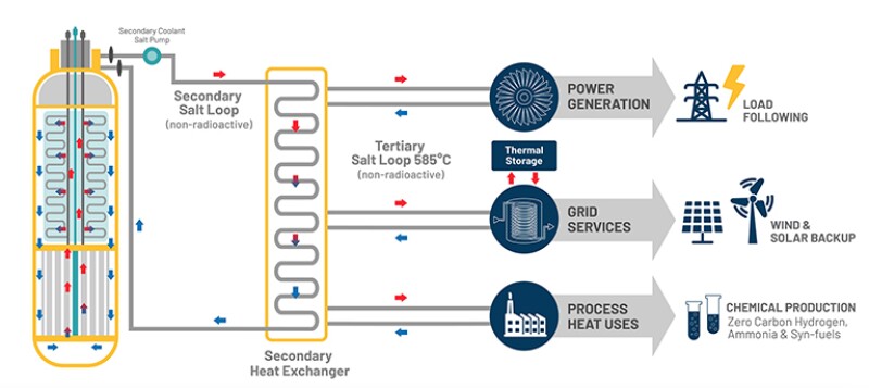 Terrestrial Technologies’ Integral Molten-Salt Reactor Generation IV power plant schematic