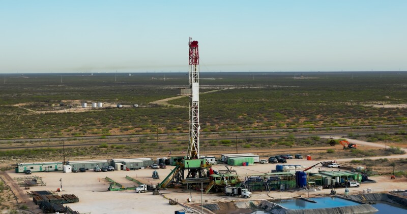 Drone View of a Gas Well in Texas on Sunny Day