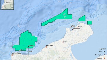 Map of gas field in Colombia