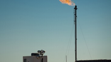 Associated gas is flared off a New Mexico well.