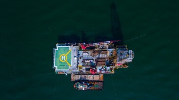 Aerial view oil rig