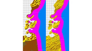 Conceptual wadi and braided-river models approaching coastline.