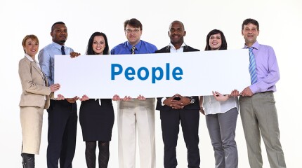 business people with banner