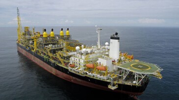 Aerial view of an FPSO oil production platform.