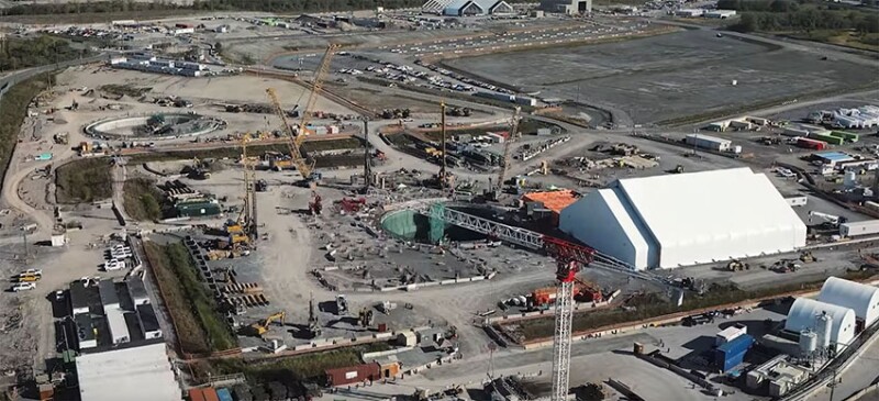 Aerial view of construction at the Darlington SMR facility in Ontario, a first for not only Canada but also North America and leading European nations in the G7. The first of four SMRs to be installed is scheduled to come online in 2030. Source: Ontario Power Generation.