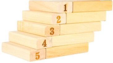 stairs wooden with number  five up to number one