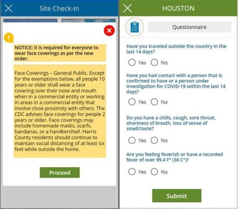 Questionnaire required prior to entering Murphy facilities