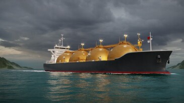 Liquefied natural gas tanker ship in sea
