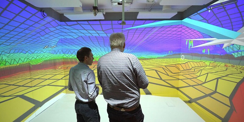 Visualizing complex data using BaselineZ software in an Igloo shared immersive room. Source: Igloo.
