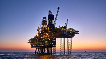 Offshore oil and gas platform in the North Sea.
