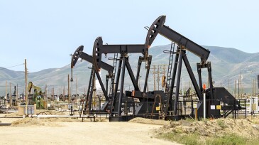 pumpjacks pumping oil in Midway-Sunset Oil Field, California