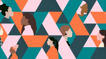 diversity women profile silhouette illustration. abstract background of powerful diverse woman social network, community, communication and exchanging business ideas and knowledge.