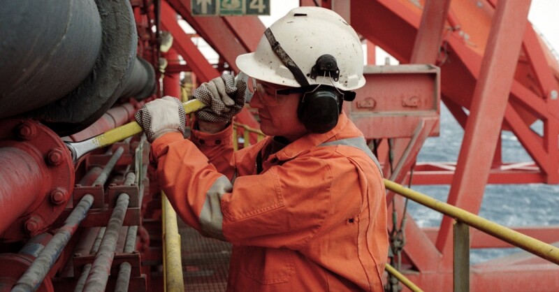 man working on oil rig