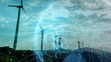 Wind power station and global communication concept.