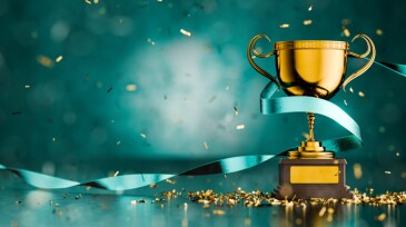 Reach the finish line. Congratulations on winning. Video games. First place prize. Trophy for winning. First place in eSports. Competition. Success in a legal case. Win a court case. 3d render.