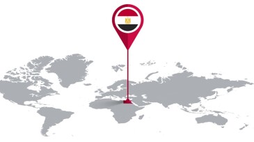 EGYPT Location Pin on World Map with Flag in Pin's Body