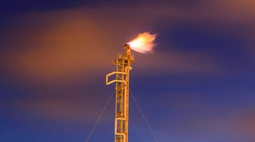 Gas flaring. Combustion of associated gas at oil production.