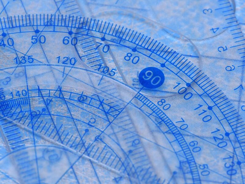 Protractor, ruler, and angle