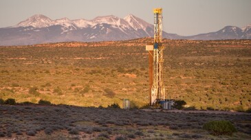 Drilling Fracking Rig at Dawn