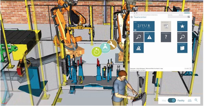 Illustration of virtual workspace in the Digital Twin