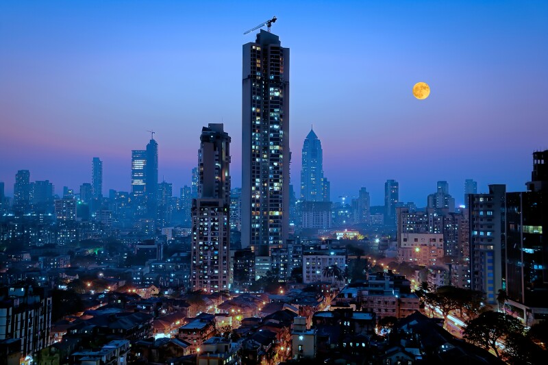 Moonrise over south central Mumbai. The rising economies of India and other emerging Asian economies will drive future carbon emissions. Source Getty. 