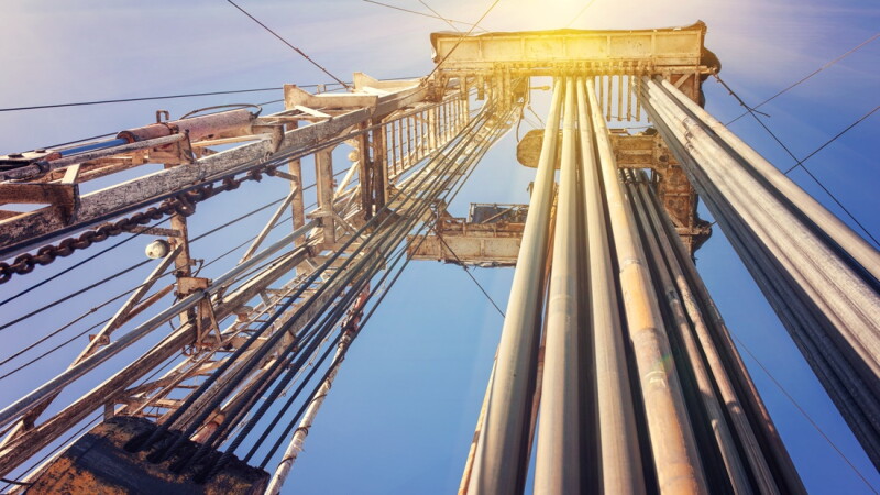 Onshore land rig in oil and gas industry.