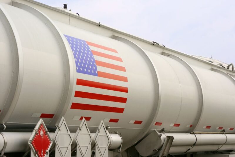 Tanker with US flag painted on the side