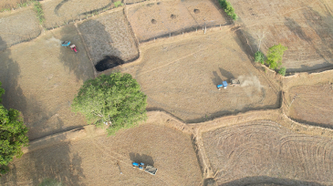 Pulverized basalt is being spread in a farmland in India to help capture CO2. Source: Mati Carbon.