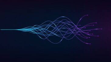 ai - artificial intelligence and deep learning concept of neural networks. Wave equalizer. Blue and purple lines. Vector illustration