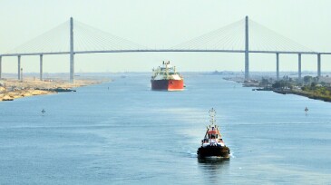 LNG Tanker passing through Suez Canal