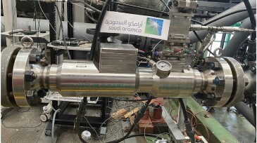 Meter under testing at the NEL wet-gas flow loop.