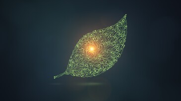 Artificial intelligence leaf symbol on dark background
