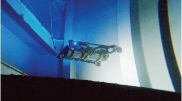 A frame from the 1080p video sent back wirelessly from EXRAY to the pilot during the inspection.