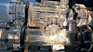 A clear acrylic model shows the subsea separator at work.