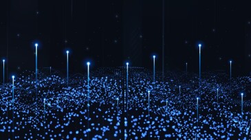 Digital technology futuristic internet network connection dark black background, blue abstract cyber information communication, Ai big data science, innovation future tech, line illustration vector 3d