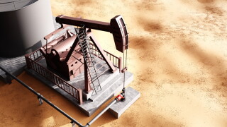 Oil rig with storage tank. Top view
