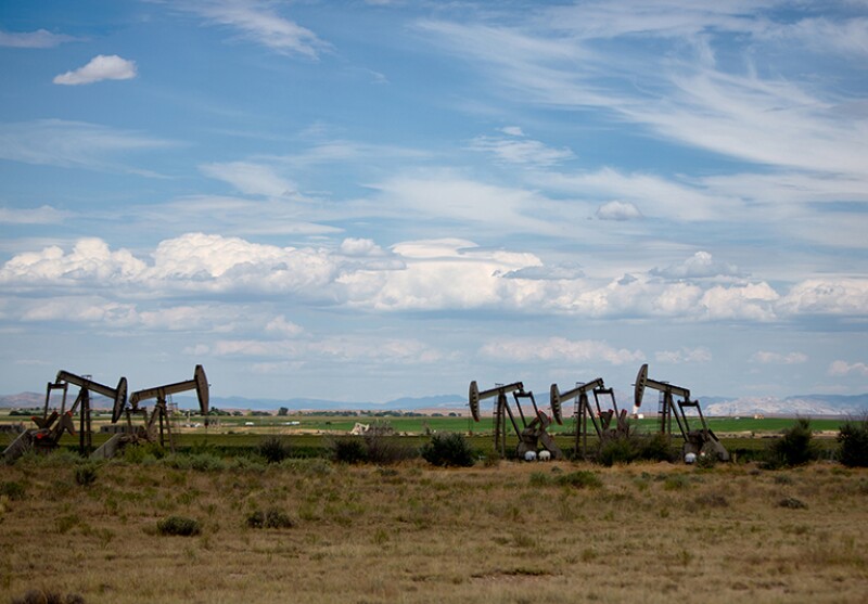 Fracking Pumpjacks in the Oil Field
