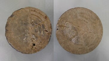 The inlet and outlet faces of core plug Le2 after treatment.