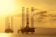 North Sea Oil Platforms at Sunset, Cromarty Firth, Scotland