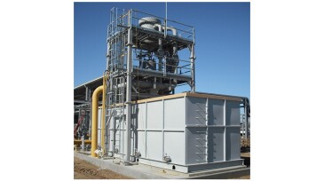 Truck roll-off container to collect solids directly discharged from a produced-water desander.