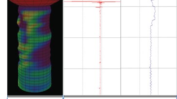 Multifinger-image-log results showing enlarged openhole interval at the parted-liner section.