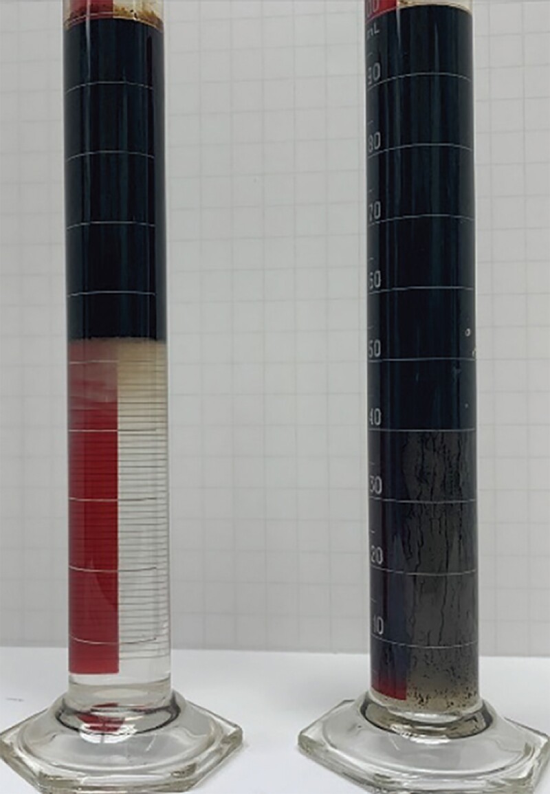 Left: Pure fluoroboric acid system. Right: Traditional system with 12:3 ratio HCl to HF.