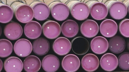 Oil well casing pipe lies on a deck.