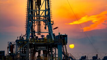 Drilling rig at sunset in Basra