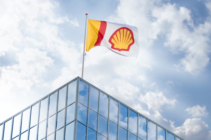 Shell logo on a flag