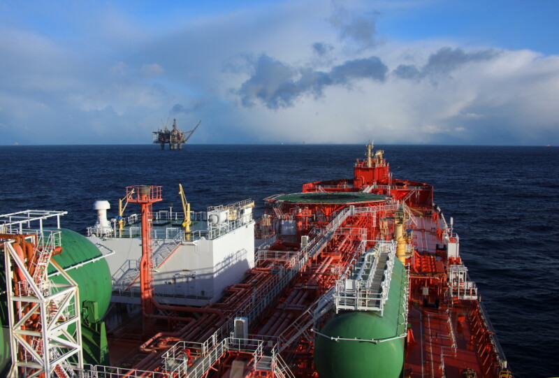 Gullfaks A shuttle tanker load number 5000 seen from Eagle Balder
